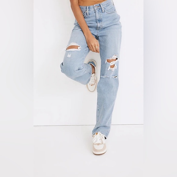 MADEWELL Baggy Straight Jeans in Earlhurst Wash: Ripped Edition - Picture 4 of 5